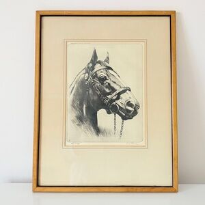 Man O' War by artist Reinhold H. Palenske Vintage Framed Print Brown & Bigalow